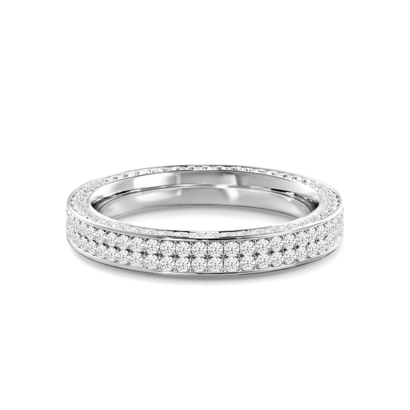 Pave Sides Double Row Round Diamond Eternity Ring with Platinum / Lab / 1 1/10 Cut Diamond in 14KT Platinum / Lab / 1 1/10 view 1
