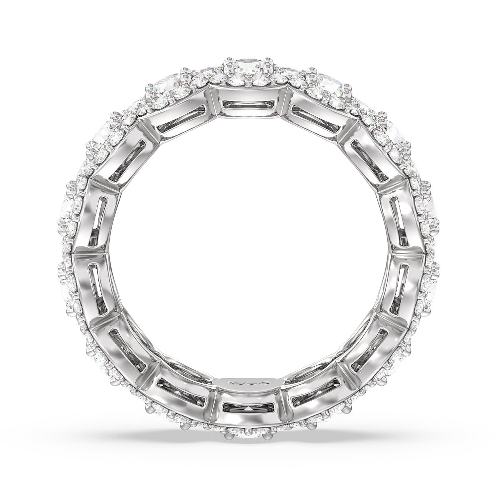 Round Halo Eternity Ring (F/G SI+) with Platinum / Natural / 3 3/8 Cut Diamond in 14KT Platinum / Natural / 3 3/8 view 3
