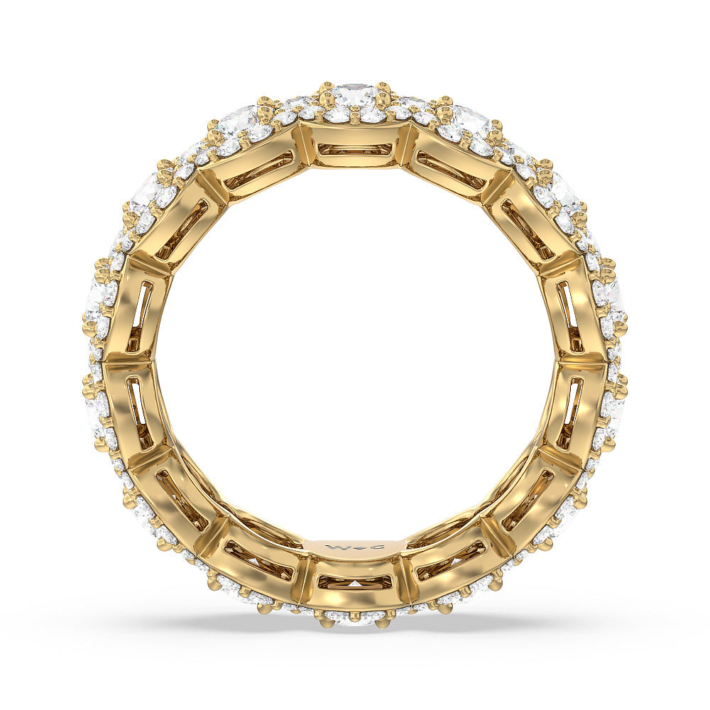 Round Halo Eternity Ring (F/G SI+) with 18KT Yellow Gold / Natural / 3 3/8 Cut Diamond in 14KT Yellow Gold / Natural / 3 3/8 view 3
