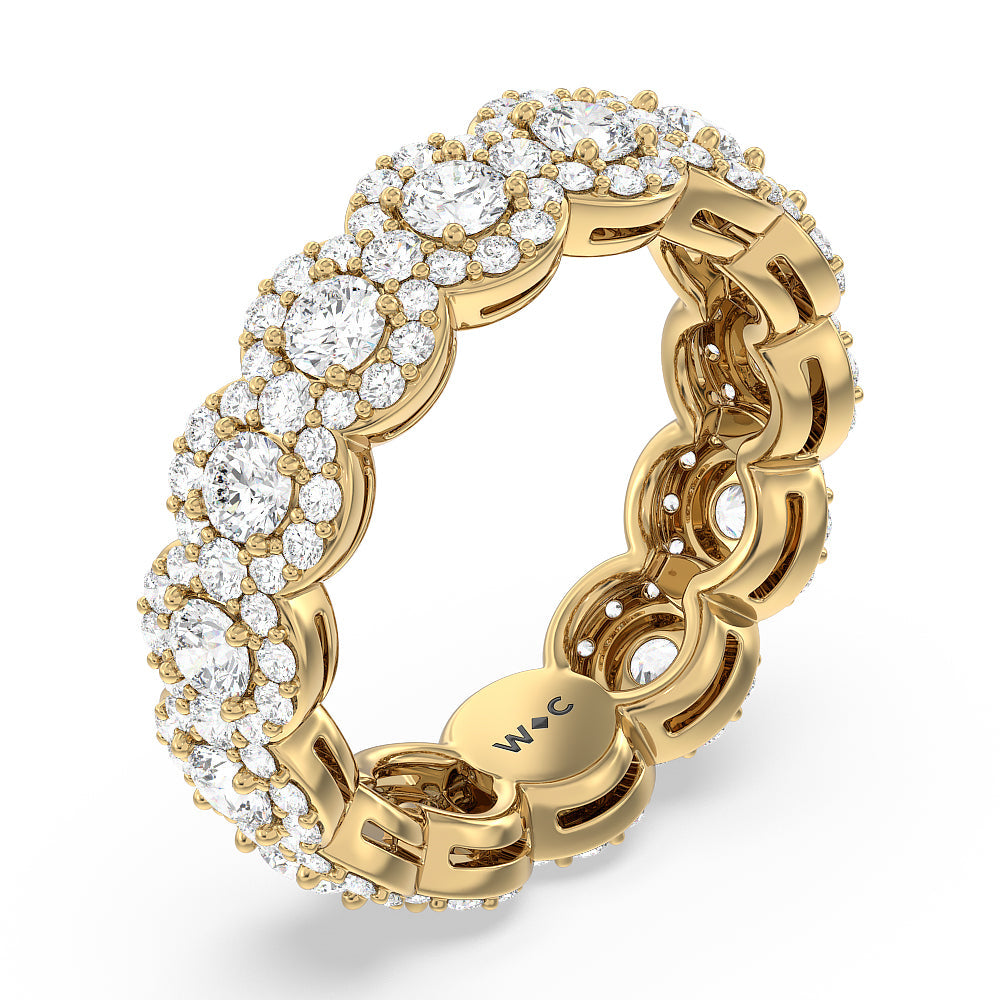 Round Halo Eternity Ring (F/G SI+) with 18KT Yellow Gold / Natural / 3 3/8 Cut Diamond in 14KT Yellow Gold / Natural / 3 3/8 view 2
