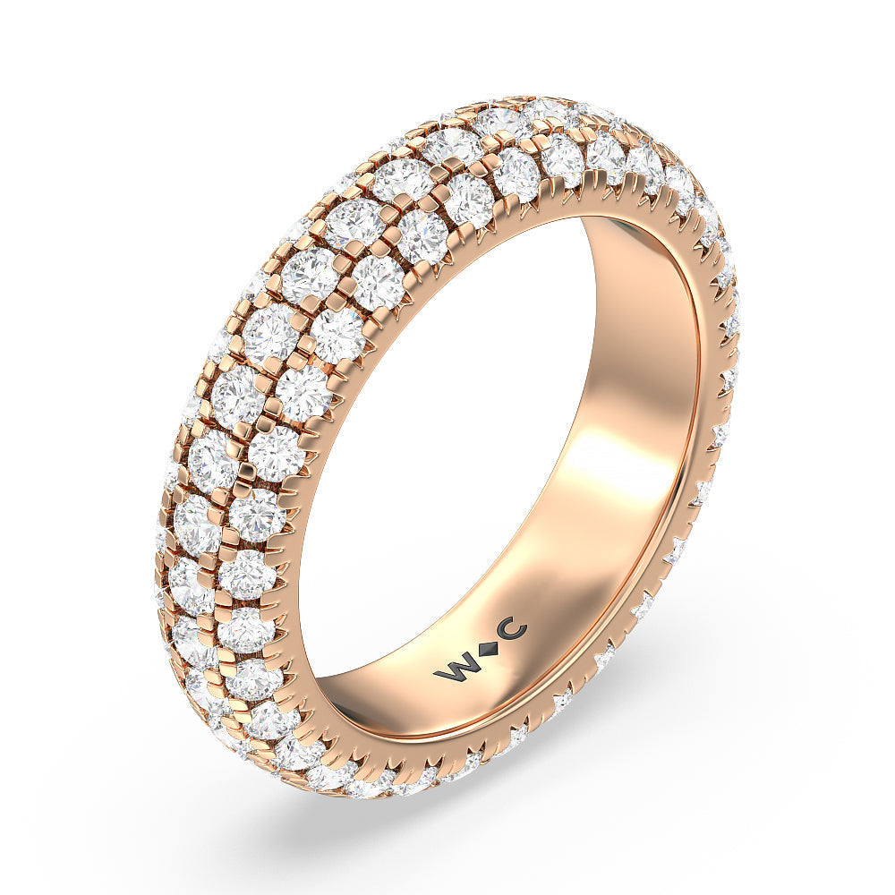 Pave Dome Eternity Ring with 18KT Rose Gold / Natural / 2 3/8 Cut Diamond in 14KT Rose Gold / Natural / 2 3/8 view 2
