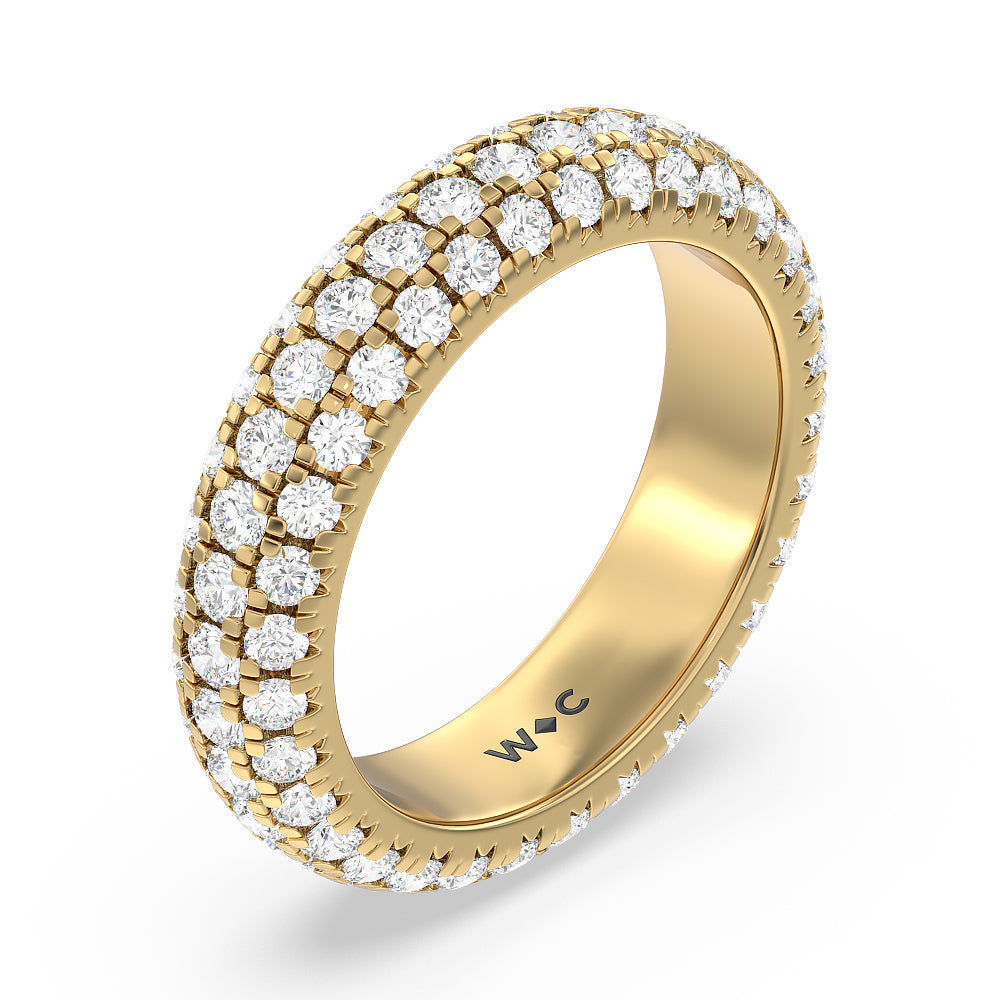 Pave Dome Eternity Ring with 18KT Yellow Gold / Natural / 2 3/8 Cut Diamond in 14KT Yellow Gold / Natural / 2 3/8 view 2
