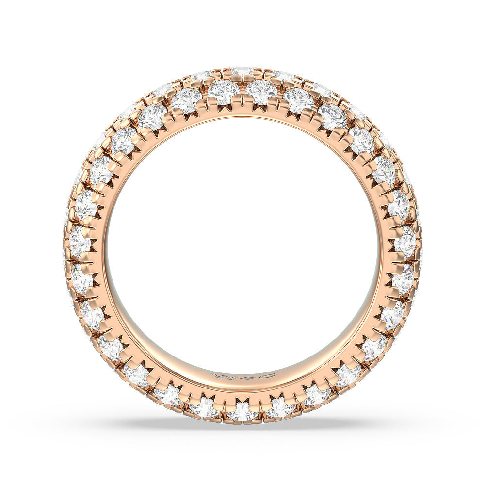 Pave Dome Eternity Ring with 18KT Rose Gold / Natural / 3 1/2 Cut Diamond in 14KT Rose Gold / Natural / 3 1/2 view 3
