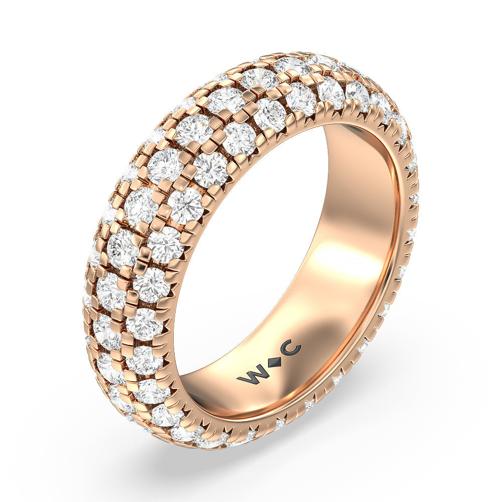 Pave Dome Eternity Ring with 18KT Rose Gold / Natural / 3 1/2 Cut Diamond in 14KT Rose Gold / Natural / 3 1/2 view 2
