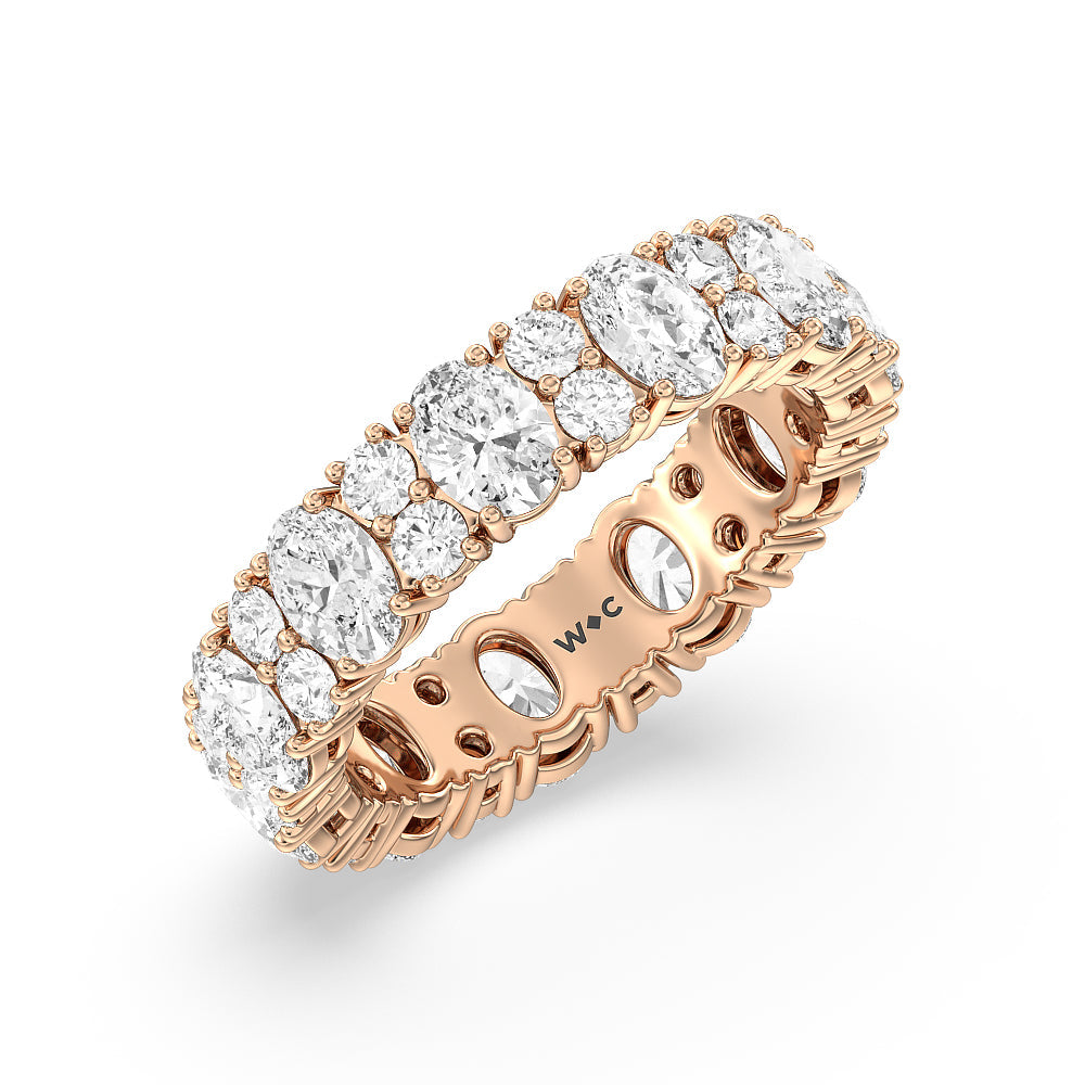 Oval & Round Station Eternity Ring with 18KT Rose Gold / Natural / 4 5/8 Cut Diamond in 14KT Rose Gold / Natural / 4 5/8 view 2
