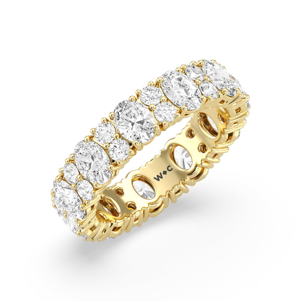 Oval & Round Station Eternity Ring with 18KT Yellow Gold / Natural / 4 5/8 Cut Diamond in 14KT Yellow Gold / Natural / 4 5/8 view 2
