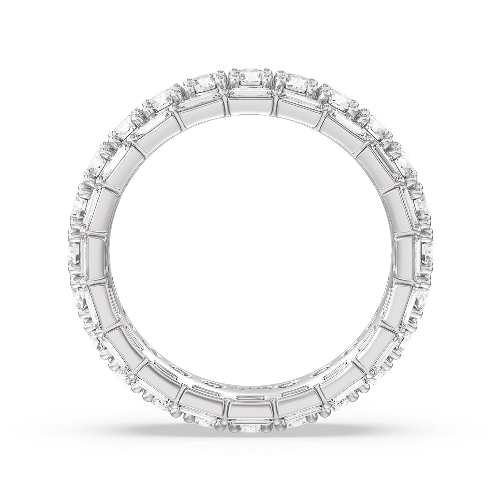 Baguette Edge Round Stones Eternity Ring with Platinum / Natural / 2 7/8 Cut Diamond in 14KT Platinum / Natural / 2 7/8 view 3
