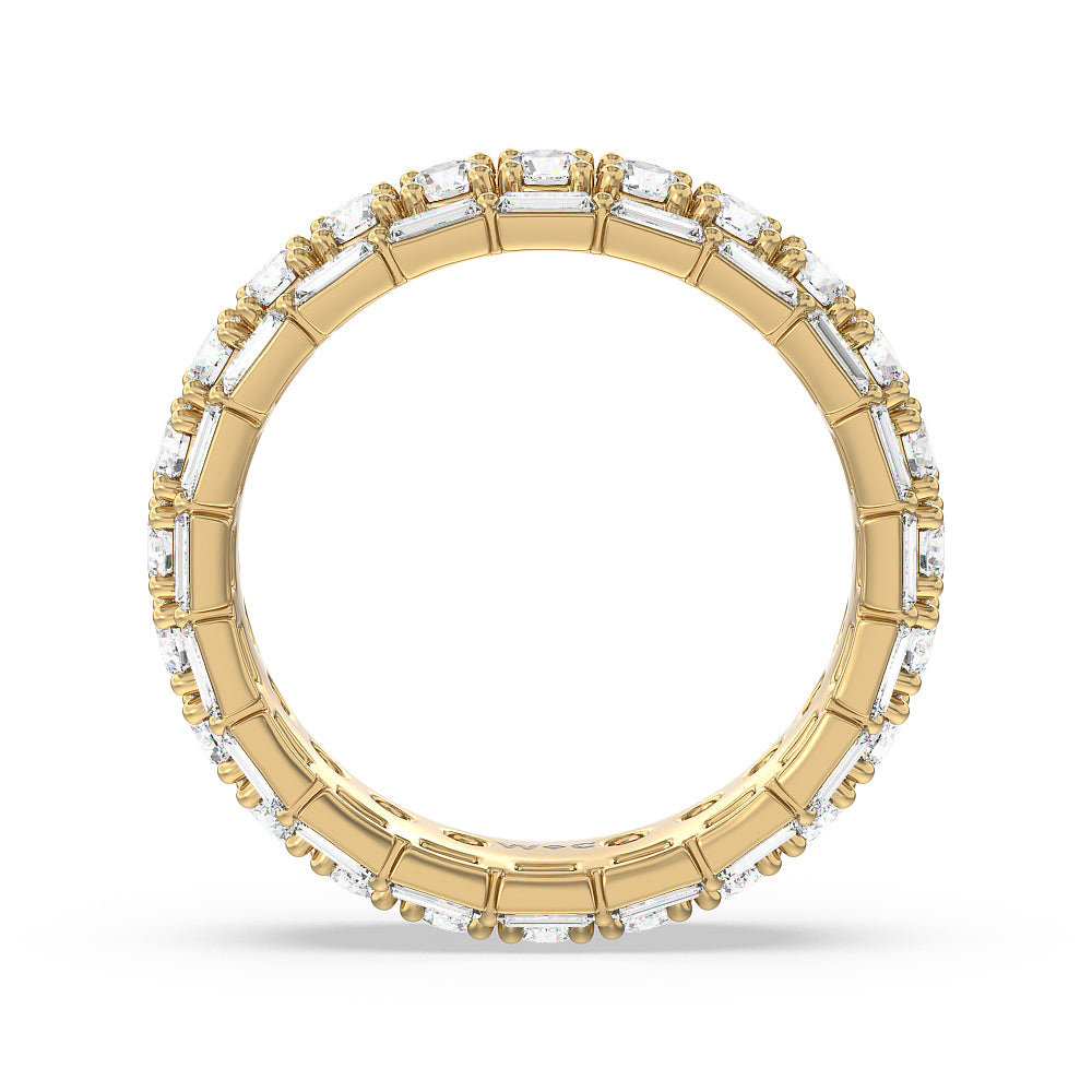 Baguette Edge Round Stones Eternity Ring with 18KT Yellow Gold / Natural / 2 7/8 Cut Diamond in 14KT Yellow Gold / Natural / 2 7/8 view 3
