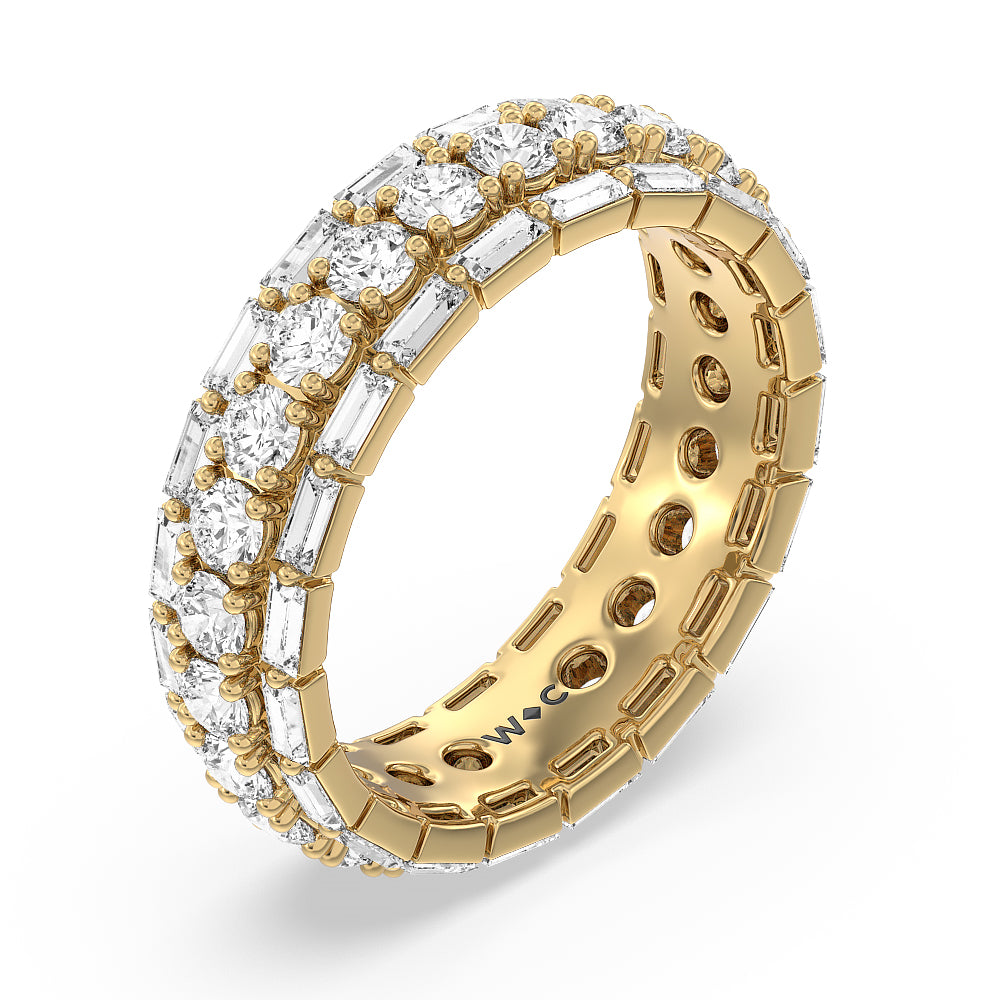 Baguette Edge Round Stones Eternity Ring with 18KT Yellow Gold / Natural / 2 7/8 Cut Diamond in 14KT Yellow Gold / Natural / 2 7/8 view 2
