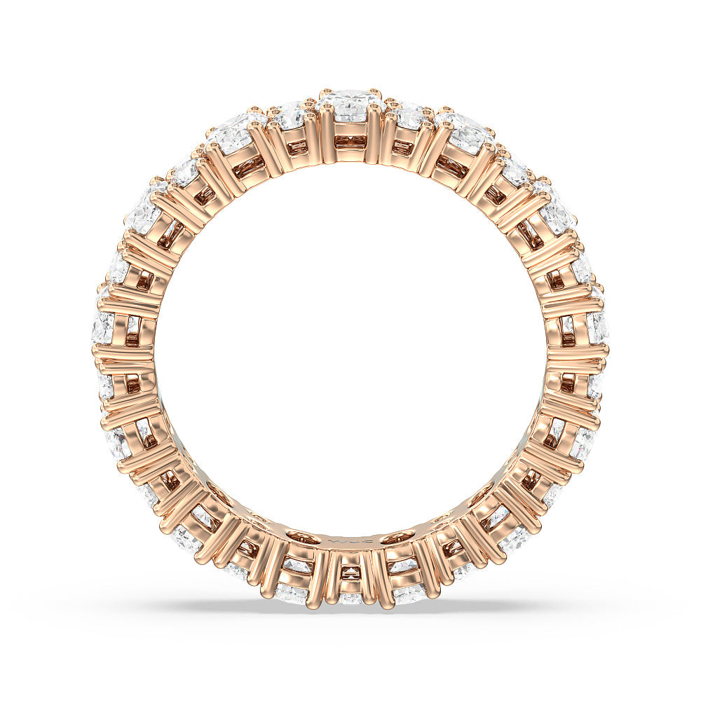 Oval & Round Station Eternity Ring with 18KT Rose Gold / Natural / 3 1/2 Cut Diamond in 14KT Rose Gold / Natural / 3 1/2 view 3
