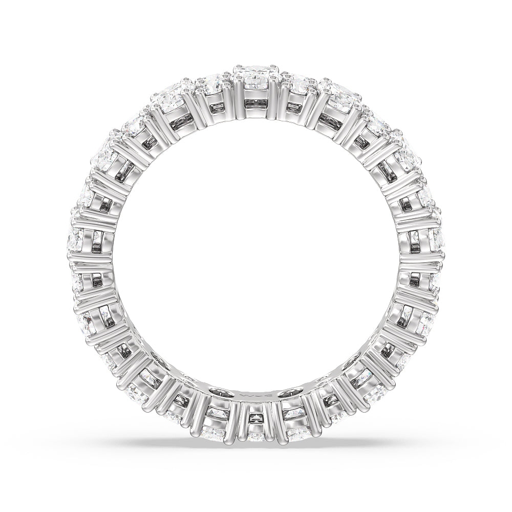 Oval & Round Station Eternity Ring with Platinum / Natural / 3 1/2 Cut Diamond in 14KT Platinum / Natural / 3 1/2 view 3
