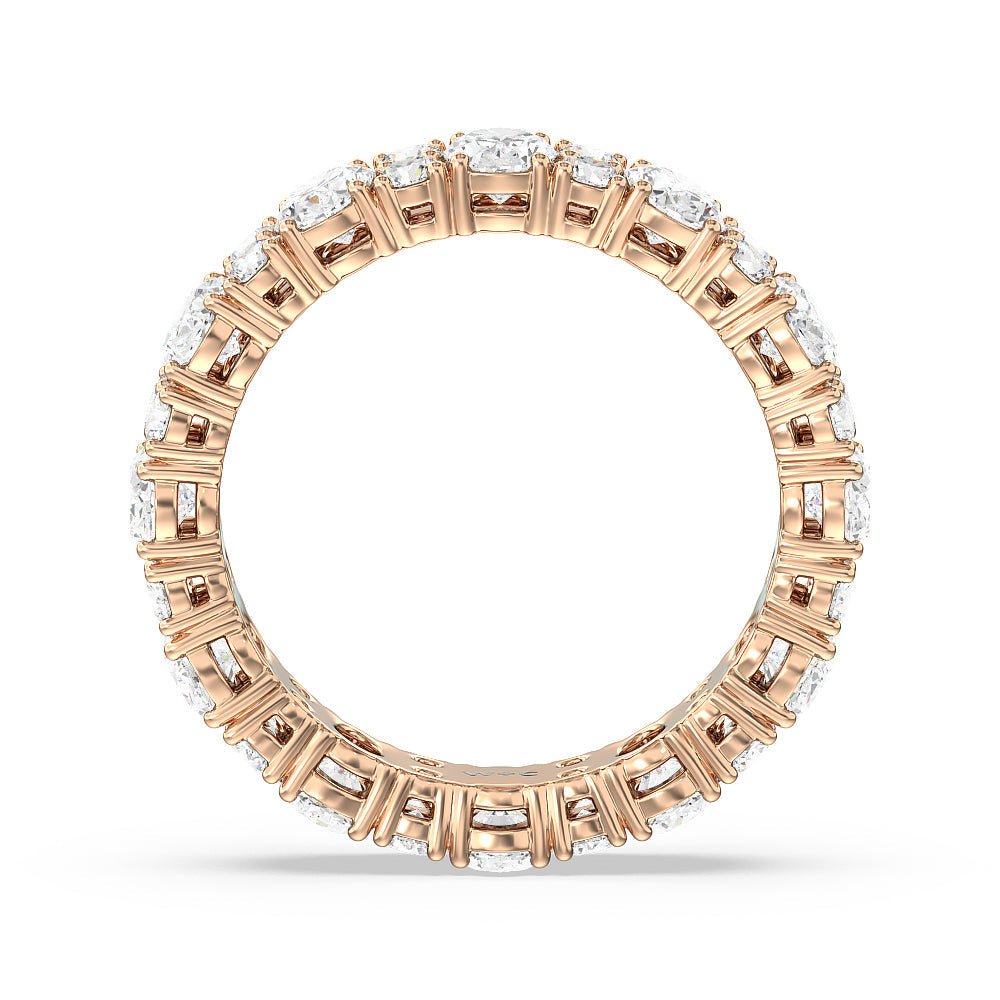 Oval & Round Station Eternity Ring with 18KT Rose Gold / Natural / 4 Cut Diamond in 14KT Rose Gold / Natural / 4 view 3
