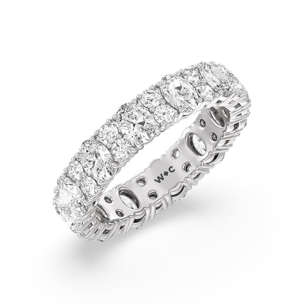 Oval & Round Station Eternity Ring with Platinum / Natural / 4 Cut Diamond in 14KT Platinum / Natural / 4 view 2
