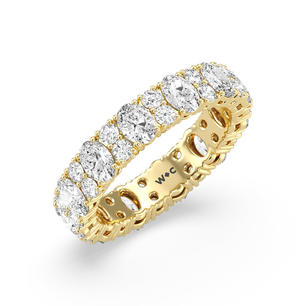 Oval & Round Station Eternity Ring with 18KT Yellow Gold / Natural / 4 Cut Diamond in 14KT Yellow Gold / Natural / 4 view 2
