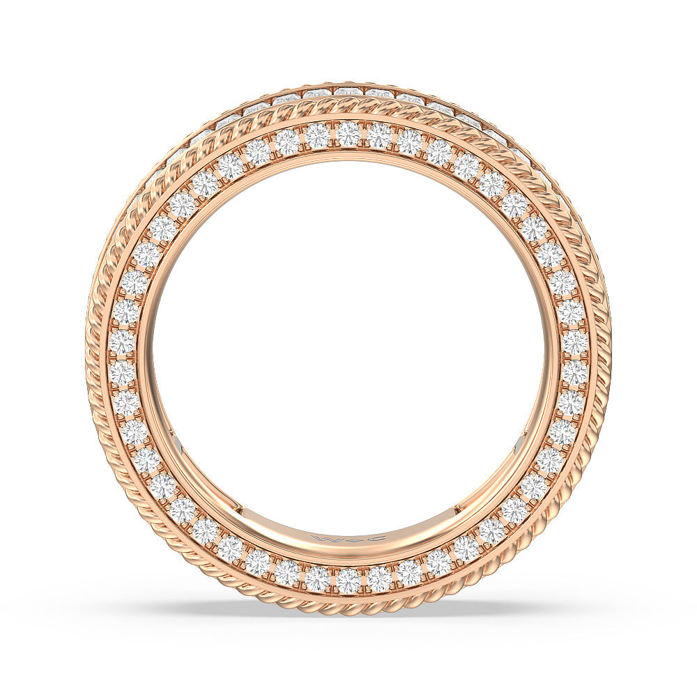 Rope Edge Baguette Stones Eternity Ring with 18KT Rose Gold / Natural / 2 1/5 Cut Diamond in 14KT Rose Gold / Natural / 2 1/5 view 3
