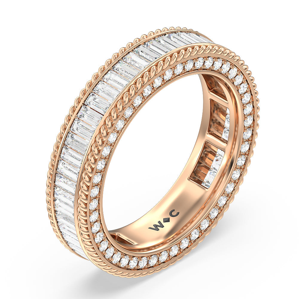 Rope Edge Baguette Stones Eternity Ring with 18KT Rose Gold / Natural / 2 1/5 Cut Diamond in 14KT Rose Gold / Natural / 2 1/5 view 2

