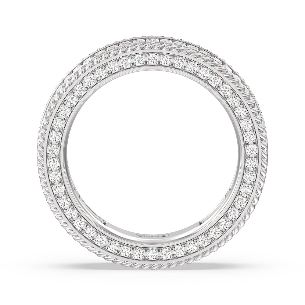 Rope Edge Baguette Stones Eternity Ring with Platinum / Natural / 2 1/5 Cut Diamond in 14KT Platinum / Natural / 2 1/5 view 3
