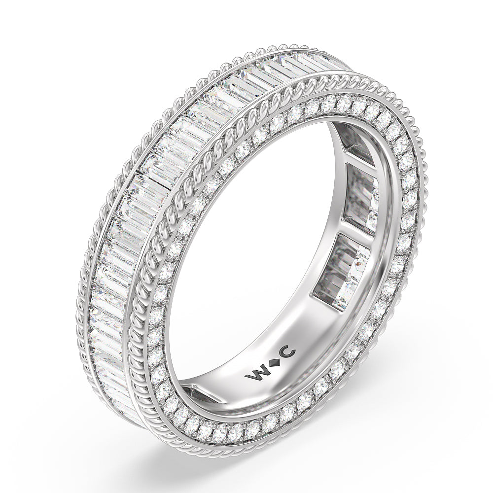 Rope Edge Baguette Stones Eternity Ring with Platinum / Natural / 2 1/5 Cut Diamond in 14KT Platinum / Natural / 2 1/5 view 2
