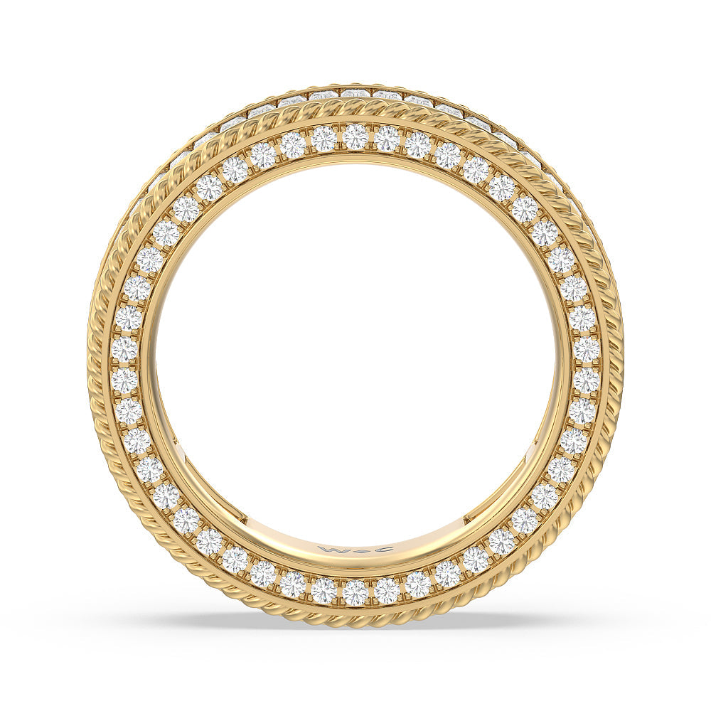 Rope Edge Baguette Stones Eternity Ring with 18KT Yellow Gold / Natural / 2 1/5 Cut Diamond in 14KT Yellow Gold / Natural / 2 1/5 view 3
