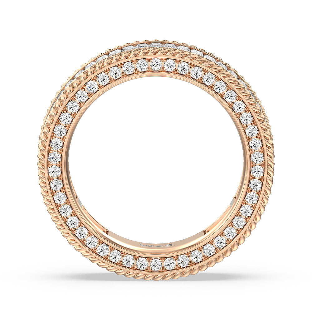 Rope Edge Baguette Stones Eternity Ring with 18KT Rose Gold / Natural / 2 1/3 Cut Diamond in 14KT Rose Gold / Natural / 2 1/3 view 3
