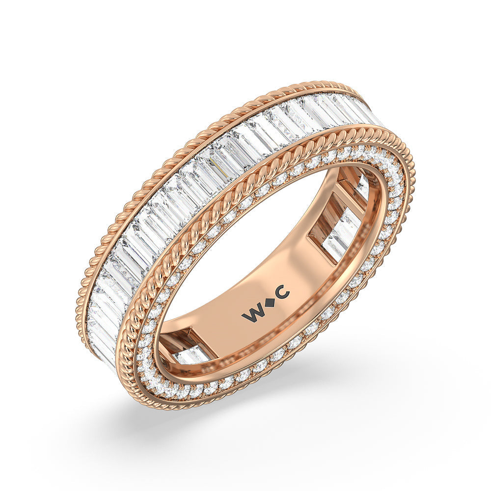 Rope Edge Baguette Stones Eternity Ring with 18KT Rose Gold / Natural / 2 1/3 Cut Diamond in 14KT Rose Gold / Natural / 2 1/3 view 2
