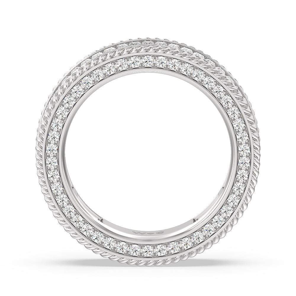 Rope Edge Baguette Stones Eternity Ring with Platinum / Natural / 2 1/3 Cut Diamond in 14KT Platinum / Natural / 2 1/3 view 3
