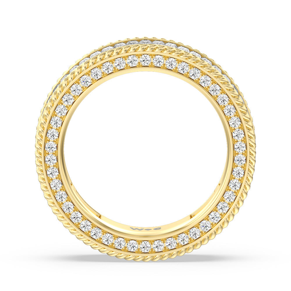 Rope Edge Baguette Stones Eternity Ring with 18KT Yellow Gold / Natural / 2 1/3 Cut Diamond in 14KT Yellow Gold / Natural / 2 1/3 view 3
