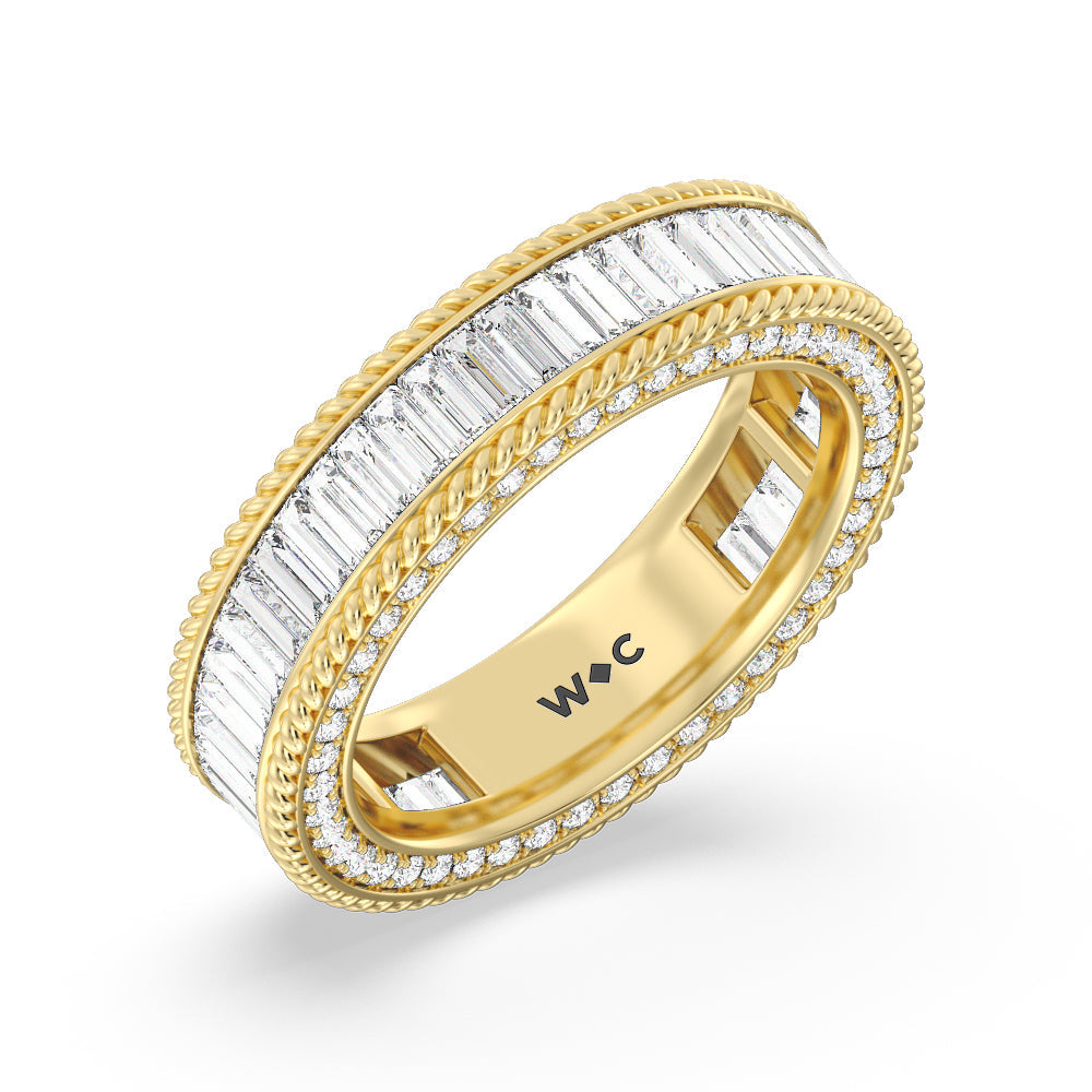 Rope Edge Baguette Stones Eternity Ring with 18KT Yellow Gold / Natural / 2 1/3 Cut Diamond in 14KT Yellow Gold / Natural / 2 1/3 view 2
